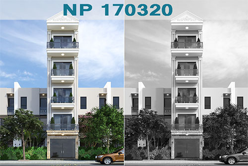 mẫu nhà phố tân cổ điển 5 tầng có thang máy NP170320