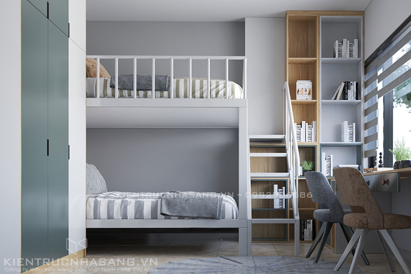 thiết kế thi công giường tầng cho phòng ngủ nhỏ chung cư N03-T7 khu đoàn ngoại giao