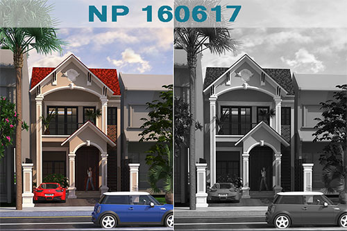 mẫu thiết kế nhà phố 2 tầng mái dốc NP160617