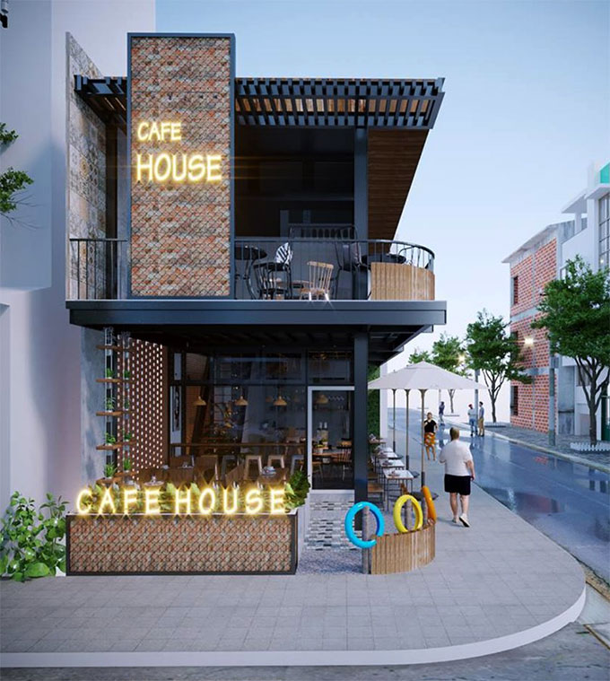 cải tạo cafe nhà phố 2 tầng tận dụng không gian